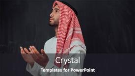  Presentation with black man fashion - Presentation theme consisting of arabian-man-in-traditional-clothes background and a dark gray colored foreground