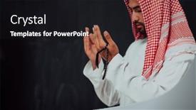  Presentation with black man fashion - Presentation theme consisting of arabian-man-in-traditional-clothes background and a black colored foreground