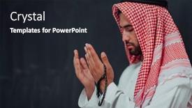  Presentation with black man fashion - Presentation theme with arabian-man-in-traditional-clothes background and a wine colored foreground