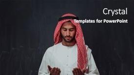  Presentation with black man fashion - Presentation with arabian-man-in-traditional-clothes background and a dark gray colored foreground