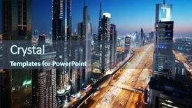  Presentation with united - Colorful presentation enhanced with arabian night - dubai skyline in sunset time backdrop and a ocean colored foreground