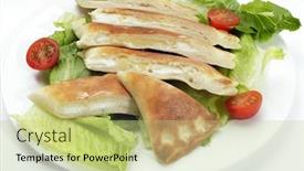  Presentation with cheese - PPT theme consisting of arabian traditional labneh cream cheese fataya a sort of arab calzone made from a flat-bread dough folded over the filling and baked in a traditonal pizza oven background and a mint green colored foreground