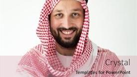 Presentation with arabic - Slide deck featuring arabic-adult-man-posing background and a coral colored foreground
