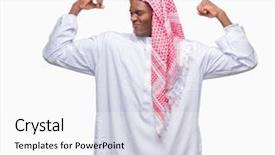  Presentation with army fitness - Colorful slides enhanced with arabic african man wearing traditional backdrop and a white colored foreground