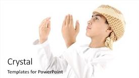  Presentation with arabic children - Slides consisting of arabic boy praying background and a white colored foreground