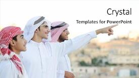  Presentation with arabic - Beautiful theme featuring scarfs dubai - group of arabic boys standing backdrop and a white colored foreground