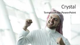  Presentation with middle east - Theme with arabic businessman in the middle background and a cream colored foreground