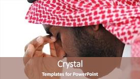  Presentation with arabic desing - Slides enhanced with arabic businessman stressed in crisis background and a violet colored foreground