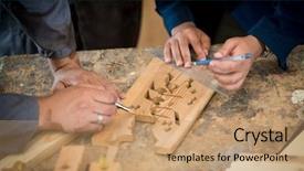  Presentation with arabic calligraphy - Theme having arabic calligraphy - craft workers in wood factory background and a coral colored foreground