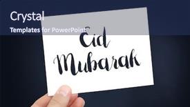  Presentation with eid mubarak - Audience pleasing PPT theme consisting of arabic calligraphy - eid mubarak concept backdrop and a  colored foreground