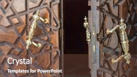  Presentation with arabic calligraphy - PPT theme enhanced with arabic calligraphy - wood carving pattern background and a tawny brown colored foreground