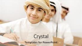  Presentation with school children - Cool new slides with arabic children in school classroom backdrop and a lemonade colored foreground