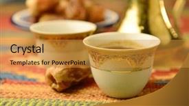 Presentation with arabic - PPT layouts consisting of arabic coffee cups close up background and a gold colored foreground