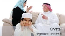  Presentation with arabic children - Amazing presentation theme having arabic couple fighting and child backdrop and a  colored foreground