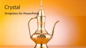  Presentation with ancient - PPT theme consisting of arabic culture - ancient lamp against gradient background background and a yellow colored foreground