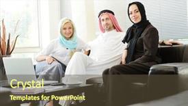  Presentation with ethnic group - Beautiful theme featuring arabic culture - group of multi ethnic business backdrop and a tawny brown colored foreground