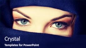  Presentation with arabic woman - PPT theme enhanced with arabic culture - young arabian woman in hijab background and a navy blue colored foreground