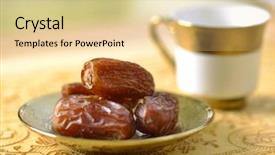  Presentation with date palm - Audience pleasing PPT layouts consisting of arabic dates and tea backdrop and a blonde colored foreground