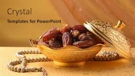  Presentation with prayer image - Amazing theme having arabic-dates-in-a-decorative backdrop and a gold colored foreground