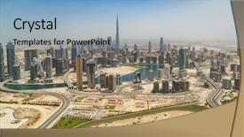  Presentation with dubai - Slide deck having arabic desert town - aerial view of dubai downtown background and a light blue colored foreground