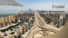  Presentation with dubai - Cool new slide deck with arabic desert town - aerial view of dubai marina backdrop and a light blue colored foreground