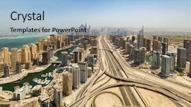  Presentation with view of toronto downtown - Beautiful PPT theme featuring arabic desert town - aerial view of dubai marina backdrop and a light blue colored foreground