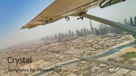  Presentation with uae - Colorful slide set enhanced with arabic desert town - aerial view of dubai uae backdrop and a coral colored foreground