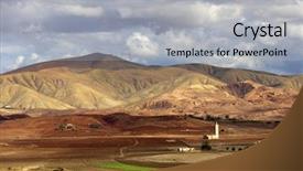  Presentation with mountains fantasy abstract nature landscape - Slide deck with arabic desert town - alpine landscape in middle atlas background and a light gray colored foreground