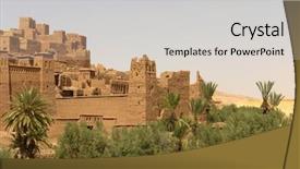  Presentation with ait - PPT layouts with arabic desert town - ancient city detail of ait background and a light gray colored foreground
