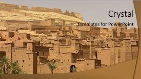  Presentation with ait - PPT theme with arabic desert town - ancient city detail of ait background and a coral colored foreground
