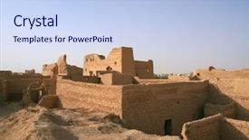  Presentation with riyadh - Cool new presentation theme with arabic desert town - diriyah - old city near backdrop and a sky blue colored foreground