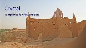 Presentation with riyadh - Colorful presentation theme enhanced with arabic desert town - diriyah - old city near backdrop and a sky blue colored foreground
