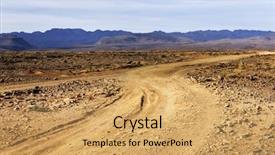  Presentation with road - Beautiful presentation design featuring arabic desert town - gravel road in middle atlas backdrop and a yellow colored foreground