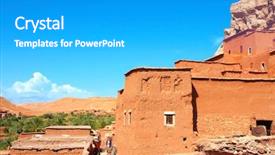  Presentation with north africa - PPT layouts featuring arabic desert town - kasbah ait ben haddou ait background and a light gray colored foreground