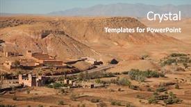  Presentation with desert neighborhood - Presentation theme having arabic desert town - neighborhood of ait-ben-haddou morocco background and a coral colored foreground