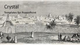  Presentation with old arabic - Beautiful PPT layouts featuring arabic desert town - old view of temacin constantine backdrop and a light gray colored foreground