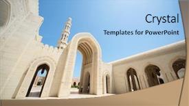  Presentation with architecture mosque - Cool new slides with arabic design - beautiful architecture inside grand mosque backdrop and a light blue colored foreground