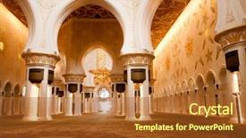  Presentation with abu dhabi - Theme with arabic design - sheikh zayed mosque in abu background and a red colored foreground