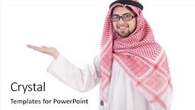  Presentation with arab - PPT layouts with arabic dress - arab man isolated background and a  colored foreground