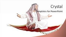  Presentation with carpet - Cool new presentation theme with arabic dress - arab person sitting backdrop and a white colored foreground