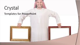  Presentation with picture frame - Presentation consisting of arabic dress - arab with picture frame background and a white colored foreground