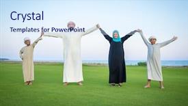  Presentation with arabic - Beautiful presentation featuring arabic family on green meadow in nature backdrop and a sky blue colored foreground