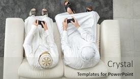  Presentation with video game - Slide set consisting of arabic-father-and-son-playing background and a light gray colored foreground