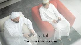  Presentation with video game - Slide set featuring arabic-father-and-son-playing background and a light gray colored foreground