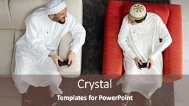  Presentation with video game - Cool new slides with arabic-father-and-son-playing backdrop and a tawny brown colored foreground