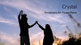  Presentation with children silhouette - Audience pleasing presentation theme consisting of arabic father mother son - silhouette children with parents playing backdrop and a  colored foreground