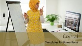  Presentation with arabic children - PPT layouts with arabic-female-teacher-working background and a gold colored foreground