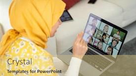  Presentation with arabic children - PPT theme consisting of arabic-female-teacher-working background and a lemonade colored foreground