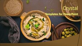 Presentation with sesame paste - Presentation consisting of arabic-food-aubergine-paste background and a tawny brown colored foreground