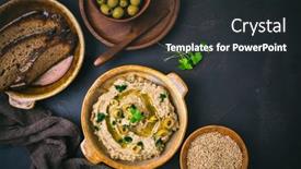  Presentation with arabic food - PPT theme consisting of arabic-food-aubergine-paste background and a dark gray colored foreground